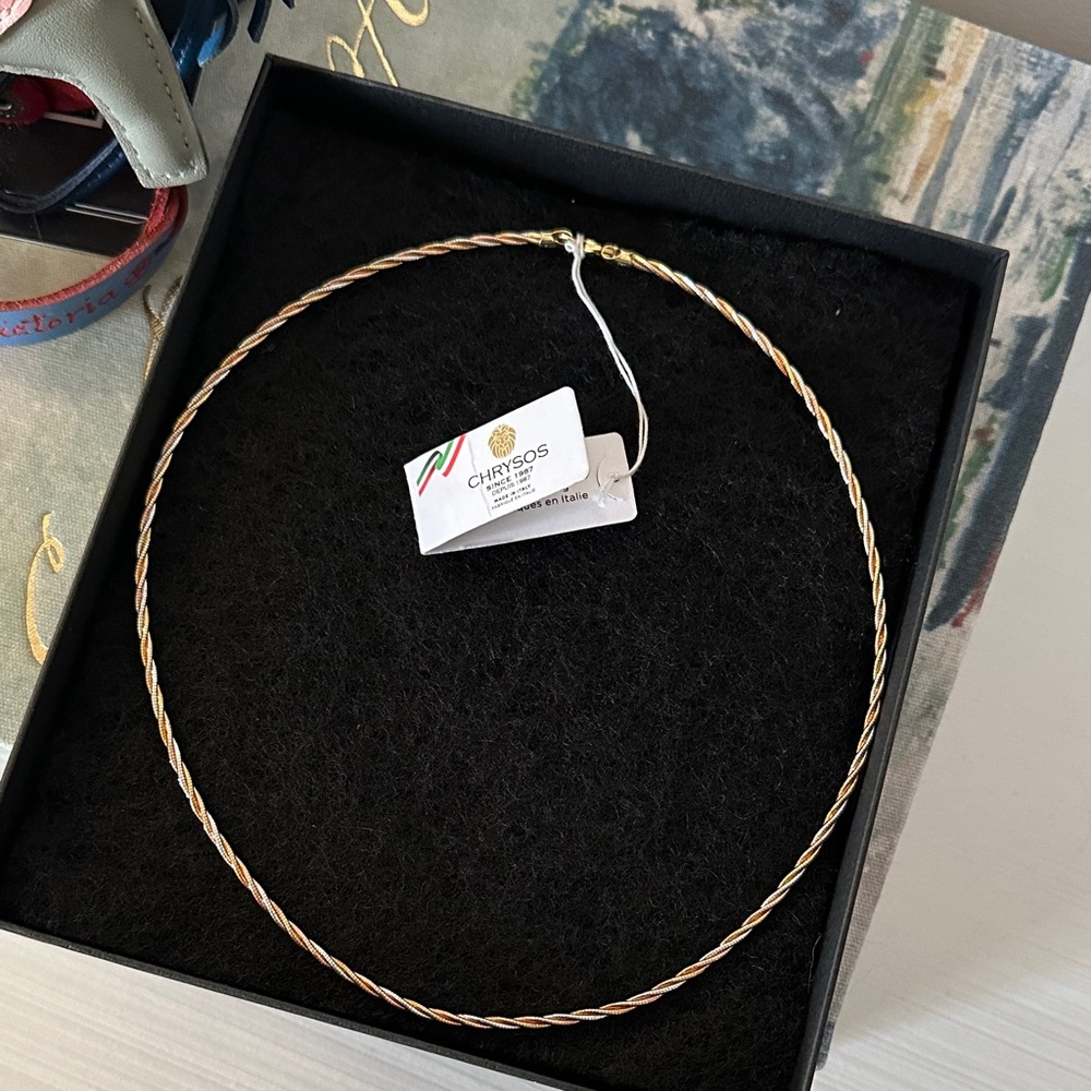 Tricolor Twisted Italian 925 sterling silver  Necklace